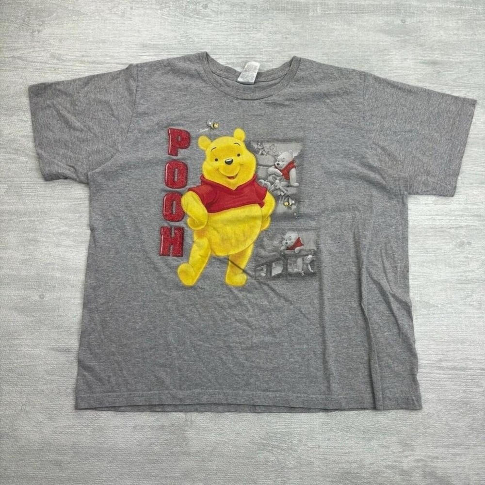 Vintage 90s Winnie The Pooh Shirt Adult XL Gray Pooh Bear Disney Cartoon Piglet